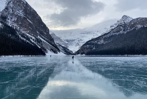 Adventures With B: Lake Louise Skating and Backcountry Skate Tips - Gripped Magazine Frozen Lake Aesthetic, Lake Skating, Skating On Lake, Skate Tips, Skating Tips, Ice Mountain, Lake Louise Canada, Lake Aesthetic, Ice Lake