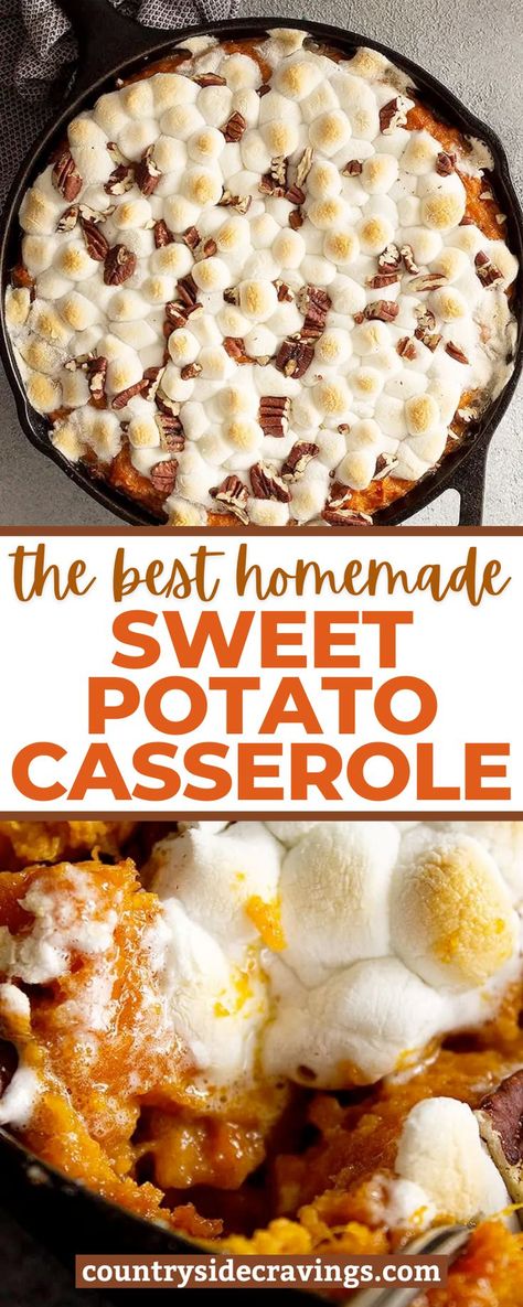 We're sharing the The Best Homemade Sweet Potato Casserole that we know you're going to love! This recipe is made with roasted sweet potatoes, butter, brown sugar, marshmallows and pecans. The only Sweet Potato Casserole you need. Sweet Potato Casserole Homemade, Sweet Potato Casserole Recipes Baked, Betty Crocker Sweet Potato Casserole, How To Bake Sweet Potatoes In The Oven For Casserole, 8x8 Sweet Potato Casserole, Sweet Potato Casserole With Real Sweet Potatoes, Real Sweet Potato Casserole, Golden Corral Sweet Potato Casserole, Old Fashion Sweet Potato Casserole