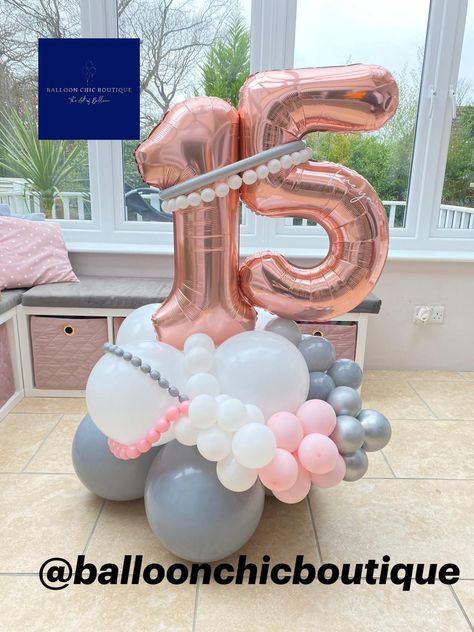 60 Balloons, Balloon Clusters, 19th Birthday, Pink Birthday Party, Gold Number, Number Balloons, 12th Birthday, Pink Birthday, Balloon Art