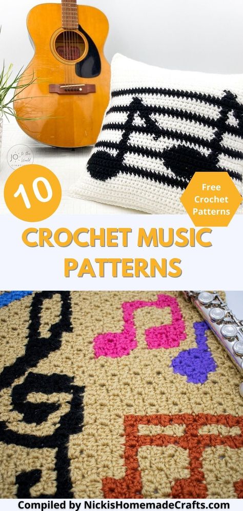 Do you love both crochet and music? I've collected 10 free crochet patterns featuring musical designs. From crochet home decor, to cute accessories, to amigurumi, there's something for every musician or music fan! I've even included stylish accents for your music festival outfits! Get the crochet patterns free from Nicki's Homemade Crafts. Pillow Cover Crochet, Paw Print Pillow, Crochet Music, Pillow Cover Crochet Pattern, Crochet Teacher Gifts, Awesome Crochet, Crochet Cushion, Crochet Pillow Cover, Crochet Cushion Cover