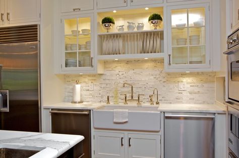 white kitchen cabinets with plate rack over the sink...perfect! Shelves Above Sink, Cabinet Above Sink, Kitchen Sink Remodel, Over Kitchen Sink, Above Kitchen Sink, Kitchen Sink Decor, Transitional Kitchen Design, Above Sink, Above Kitchen Cabinets