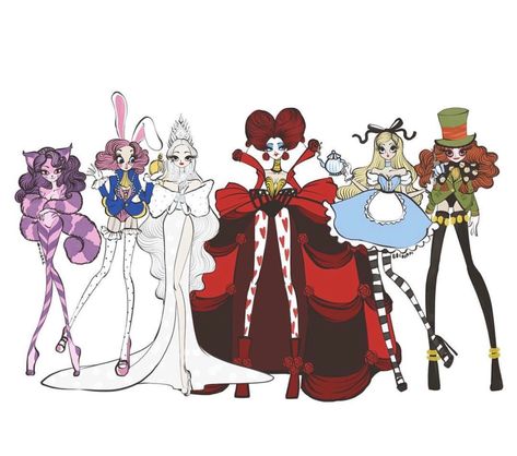 Brigham Illustration Disney Alice in Wonderland All Alice In Wonderland Characters, Alice In Wonderland Characters Cartoon, Alice In Wonderland Fashion Design, Alice And Wonderland Characters, Alice In Wonderland Design, Alice In Wonderland Crafts, White Rabbit Alice In Wonderland, Wonderland Characters, Different Drawing Styles