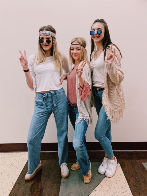 Throwback Costumes Spirit Week, Decades Spirit Week Outfit, Hippie Dress Up Day School, Hippie Day Spirit Week, Music Genre Outfits Spirit Week, Throwback Spirit Week, Throwback Thursday Spirit Week, Throwback Outfits Spirit Week For School, Decades Day Spirit Week 70s Hippie