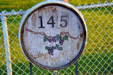 Wine Display to Address Sign House Number Display, Antique Wooden Desk, Leather Belt Crafts, Mini Plant Pots, Concrete Bowl, Whisky Barrel, Dressers Makeover, Diy Flower Pots, Wine Display