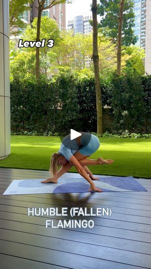 3.1K views · 34 reactions | Humble (Fallen) Flamingo - Vineeta Rajahamsasana - is an advanced standing yoga pose/ arm balance. 🦩

Method: ⬇️

Starting from Parsvottanasana (Pyramid pose), keep your arms extended back but pop up onto your fingertips. Hug your triceps in so you can feel them squeezing the midline of your body. 

Transfer as much weight into your fingertips as possible as you dig weight into your front heel and peel the toes of the back foot up. This may be the work for now. Or you may need to shorten your stance
—the longer the stance, the more challenging on the hamstrings. If you’re ready to take it all the way, feel your weight like a pyramid, balanced between your fingertips and front foot, as you draw your back heel in toward your bottom. 

Your entire body will be ali Standing Yoga Poses, Standing Yoga, Arm Balance, Arm Balances, Yoga Pose, 1k Views, Draw Your, Hug You, Pyramid