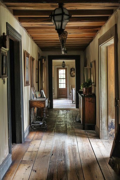 Old House Hallway Hallway Old House, Edwardian Era Interior Design, Old Southern House Interior, 1800s Aesthetic House, Old Houses Interior, Old House Aesthetic Interior, Old Interior Design, Old Country Home, Antique Hallway