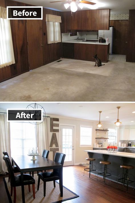 Dining Room Makeover Mobile Home Makeovers, Mobile Home Renovations, Manufactured Home Remodel, Dining Room Makeover, Remodeling Mobile Homes, After Pictures, White Countertops, Before And After Pictures, Manufactured Home