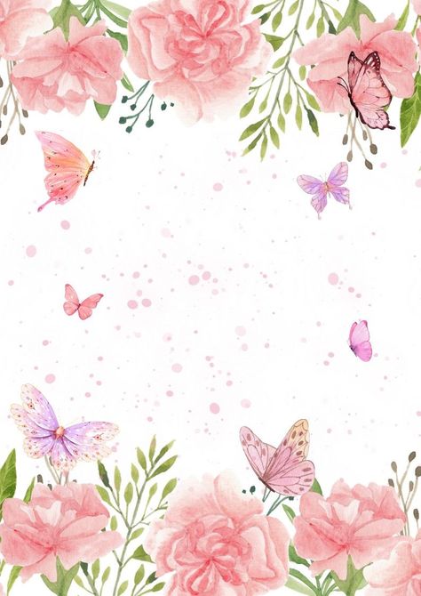 Flowers And Butterflies Background, Flower And Butterfly Background, Butterfly Invitation Template, Template Birthday Invitation, Wedding Invitation Posters, Watercolor Flower Wreath, Pink And White Background, Christmas Decorations Centerpiece, Butterfly Invitations