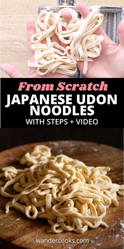 Get ready to make these super simple homemade udon noodles from scratch… with your feet! Only 4 ingredients stand between you and these fresh Japanese noodles, just waiting to be added to a big bowl of udon noodle soup or curry udon. Making Udon Noodles, Gluten Free Noodles Recipe, Noodles From Scratch, Japanese Udon, Udon Noodle Soup, Curry Udon, Udon Noodle, Healthy Asian Recipes, Vegan Asian Recipes