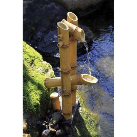 DEER SCARER BAMBOO FOUNTAIN Pond Spitters, Zen Water Fountain, Fountain Diy, Diy Solar Fountain, Bamboo Fountain, Water Fountain Design, Container Water Gardens, Water Gardens Pond, Diy Water Fountain