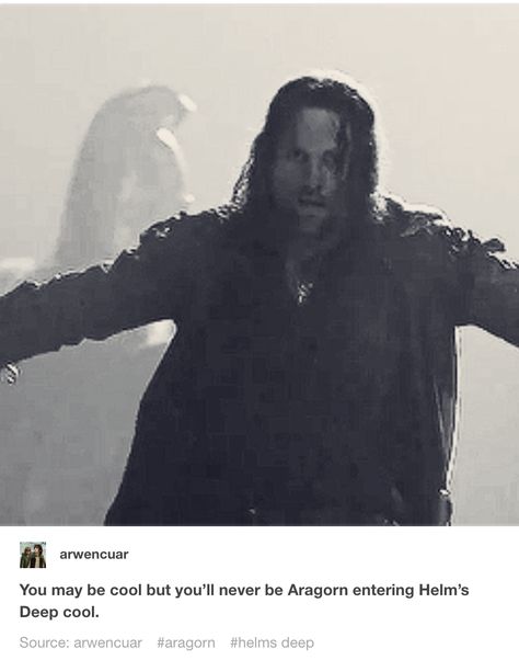 Aragorn entering Helm's deep - level 10000 cool. Aragorn Helms Deep, Aragorn Opening Door, Aragorn Funny, Deep Memes, Helms Deep, Tolkien Hobbit, Cry Cry, One Does Not Simply, Second Breakfast