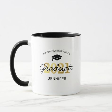 Graduate Cap, Clear Balloon, Graduation Mug, Senior Gifts, Graduation Celebration, Personalized Graduation Gifts, A Script, Coffee Drinkers, Script Font