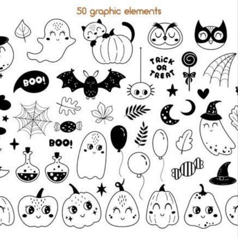 Black and White Halloween Clipart Black White Halloween, Black And White Halloween, Halloween Graphics, White Halloween, Printable Illustrations, Halloween Clipart, Creative Fabrica, Linux, The Black