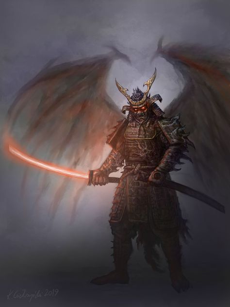 ArtStation - Samurai Demon, Krzysztof Giełczyński Japanese Demon Art, Demon Artwork, Demon Samurai, Fantasy Samurai, Guerriero Samurai, Japanese Demon, Samurai Wallpaper, Chinese Artwork, Japanese Monster