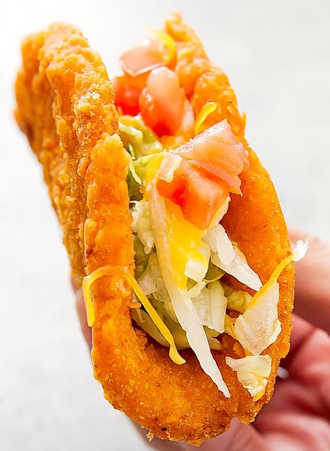 Taco Bell's Naked Chicken Chalupa Taco Bell Chicken Chalupa Recipe, Chicken Chalupa Recipe, Recipe With Cream Of Chicken, Chicken Chalupas, Chalupas Recipe, Chalupa Shell, Chalupa Recipe, Chicken Chalupa, Taco Bells