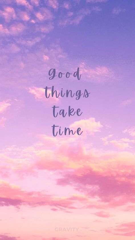 When you click on the pin, you can see a quote saying Good Things Take Time in light purple shade against a lavender and pink coloured background. Positive Quotes Wallpaper, Purple Quotes, Positive Wallpapers, Trend Quote, Inspirational Quotes Wallpapers, Saving Quotes, Things Take Time, Cute Wallpapers Quotes, Whatsapp Wallpaper