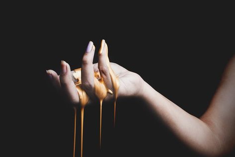 Gold Paint Aesthetic, Dripping Hand, Ap Photography, Eclipse Project, Dripping Gold, Golden Hands, Blood Drip, Spiritual Music, Gold Drip