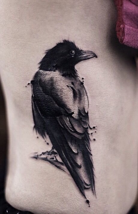 American Crow Tattoo, Crow Tattoo Collarbone, Crow On Books Tattoo, Crow Tattoo For Women Beautiful, Feminine Crow Tattoos For Women, Tiny Crow Tattoo, Crow Tattoo For Women, Cute Crow Tattoo, Crow Back Tattoo