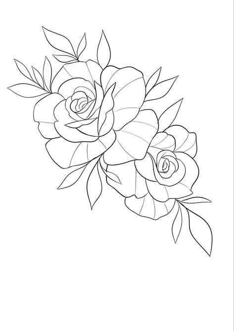 Roses Fine Line Tattoo, Fine Line Roses Tattoo Design, Rose Outline Drawing Tattoo Ideas, 2 Rose Tattoo Design, Rose Fine Line Drawing, Fine Line Flower Drawings, Flower Tattoos Outline, Fine Line Roses, Two Roses Tattoo Design