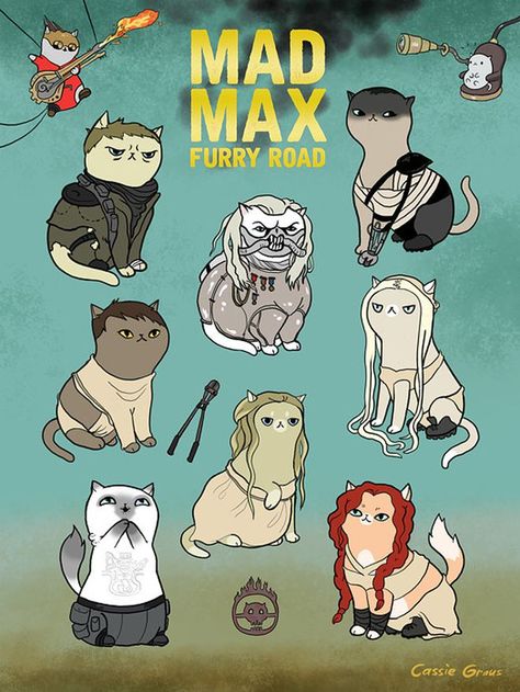 Why is it that geeks and cats go so well together? We have no idea, but whatever it is, artist Cassie Murphy has tapped into it. Imperator Furiosa, Marriage Rings, Mad Max Fury, Mad Max Fury Road, Fury Road, Mad Max, Charlize Theron, Cat Theme, Crazy Cat Lady