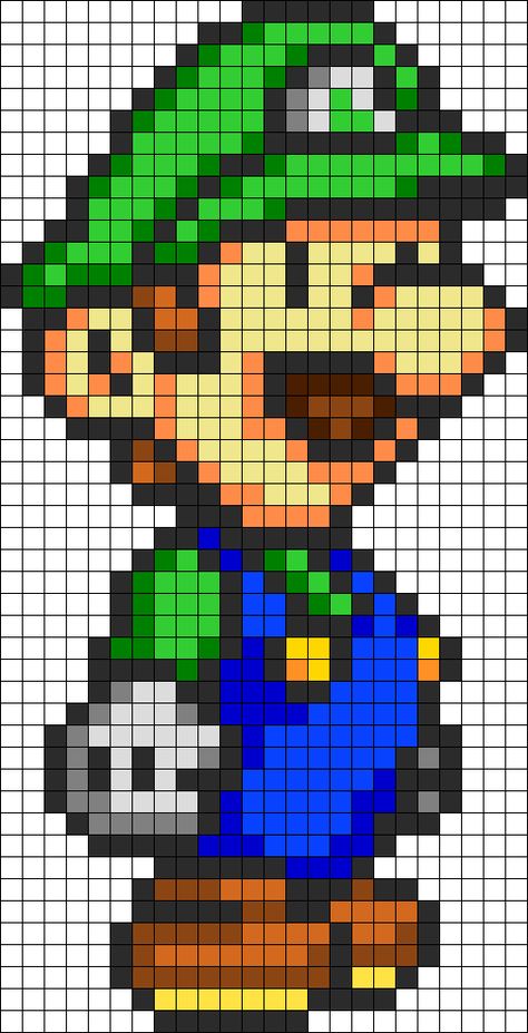 Patron Luigi pixel ganchillo Pixel Art Mario, Pixel Art Minecraft, Perler Bead Mario, Perler Beads Ideas, Modele Pixel Art, Art Perle, Perler Art, Pixel Art Templates, 8bit Art