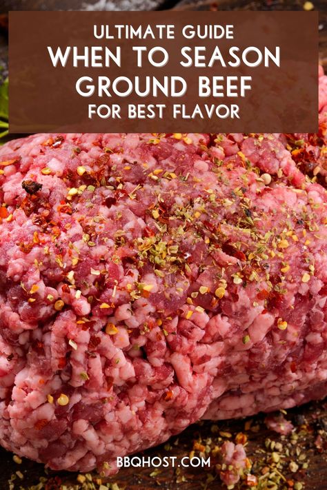 Wondering when to season ground beef for the most flavorful results? From burgers to tacos, discover the best times to add your favorite spices and take your ground beef dishes to the next level! Click to learn the secrets and save this post for your next grilling recipe. Burger Seasoning Recipe Ground Beef, Season Ground Beef, Burger Recipes Seasoning, Ground Beef Seasoning, Grilling Guide, Pasta With Meat Sauce, Burger Seasoning, Turkey Burger Recipes, Ground Beef Dishes