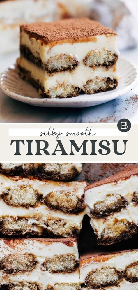 This incredible tiramisu recipe is a delicious no bake dessert with a silky smooth mascarpone filling and espresso soaked lady fingers. Taking extra care to pick the right ingredients, this tiramisu has the best flavor with a texture that just melts in your mouth. Tiramisu Filling Recipe, Best Chocolate Chip Muffins, Gluten Free Tiramisu, Canadian Dessert, Butternut Bakery, Mascarpone Filling, Classic Tiramisu, Italian Tiramisu, Pistachio Dessert