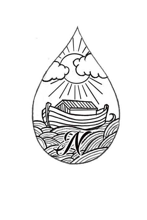 Noah Ark Tattoo Ideas, Noahs Ark Tattoo Design, Noah's Ark Tattoo, Noah’s Ark Tattoo, Loaves And Fishes Tattoo, Noahs Ark Art, Noah's Ark Drawing, Biblical Doodles, Noah Tattoo