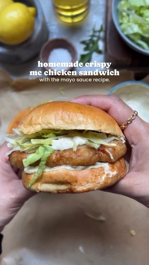 Burger crush🍔 | Crispy mc chicken sandwich with mayo sauce. 🍔 🎥 @iramsfoodstory ⁠Save 📌 for the next recipe. Follow 👉@crazycrushonburger Ingredients: For... | Instagram Meals Black People, Food Air Fryer, Mc Chicken, Pasta Recipes Quick, Snacks Asian, Blended Coffee Recipes, Pasta Cajun, Air Fryer Meals, Recipes Copycat