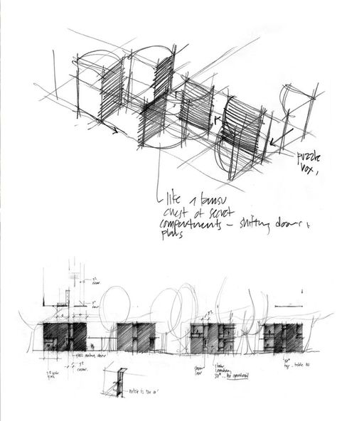 ​How Architecture Is Born: 8 Pencil Sketches by Tom Kundig and the Buildings They Inspired - Architizer Journal Isometric Sketch, Conceptual Sketches, Paper Architecture, Architecture Concept Diagram, Architecture Sketchbook, Concept Diagram, Architecture Concept Drawings, Architecture Drawing Art, Architectural Sketch