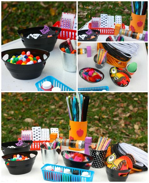 Supplies Collage Pumpkin Decorating Party, Pumpkin Painting Ideas Fall, Painting Ideas Fall, Halloween Block Party, Pumpkin Painting Party, Pumpkin Patch Party, Kids Painting Party, Pumpkin Birthday Parties, Pumpkin Decorating Contest