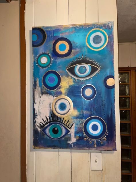 #evileyeart #acrylicpaintart #artist #texturedart Evil Eye Painting, Cactus Paintings, Evil Eye Art, Abstract Art Painting Techniques, Painting Canvases, Eye Painting, Acrylic Canvas, Art Party, Eye Art