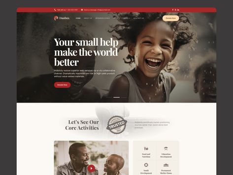 Danbox- Orphanage Foundation Website by Khandaker Rasel Charity Websites, Learn Ux Design, Nonprofit Website, Facebook Icons, Twitter Icon, User Experience Design, Helping Children, Job Board, Website Themes