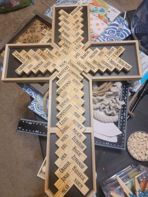 Diy Jenga Block Crosses, Jesus Crafts For Adults, Jenga Block Cross Diy, Diy Christian Christmas Decorations, Christian Crafts For Adults, Jenga Cross, Jenga Block Cross, Diy Cross Decor, Dollar Tree Cross