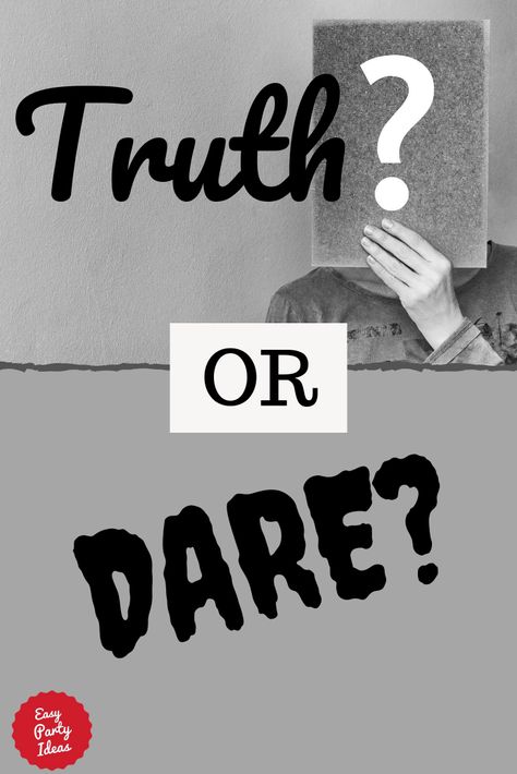 Truth or Dare - how to play, plus a list of safe dares will keep the game fun for everyone. | Easy Party Ideas and Games #truthordare #kidfriendlydares #passtheparceldares #partyideas #easypartyideas Fun Teen Games, Truth Or Dare Pics, Strict Parents Truths, Disney Party Games, Karma Quotes Truths, Truth Spell, Truth Or Truth Questions, Easy Party Ideas, Truth Or Dare Games