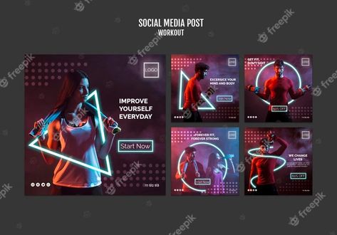 Corporate Website Design, Motion Graphics Typography, Sport Poster Design, Neon Design, Social Media Design Inspiration, Banner Template Design, Fitness Design, Dashboard Design, Media Sosial