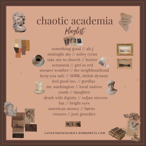 Witch Playlist, Euphoric Songs, Academia Playlist, Chaotic Academia Aesthetic, Punk Academia, J Song, Song Recs, Music Recs, Academia Aesthetics