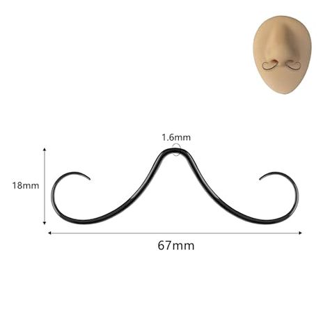 6ixGosh 14G Mustache Septum Ring, 316L Surgical Steel Septum Mustache Nose Ring Piercing Jewelry, Septum Piercing Hanger, Black Mustache Nose Ring, Mustache Septum Ring, Septum Mustache, Ring Piercing, Septum Piercing, Nose Piercing, Piercing Jewelry, Septum Ring, Nose Ring