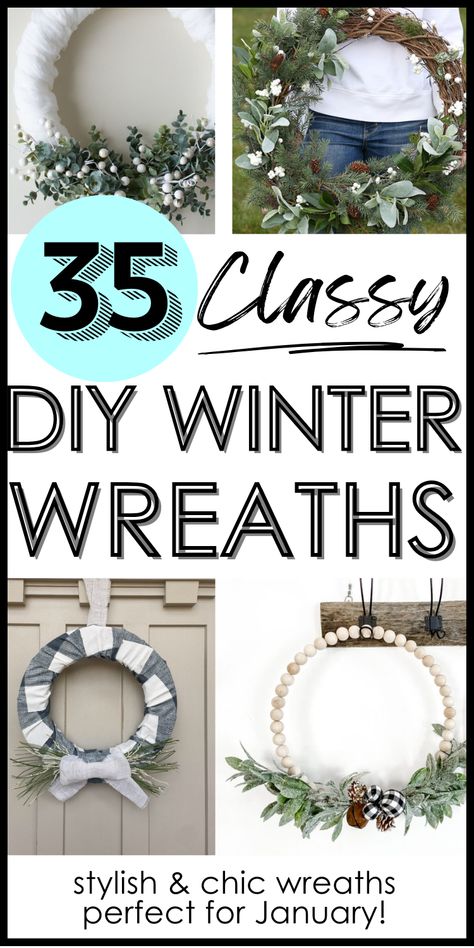 Are you looking for a winter wreath DIY? Here are 35+ Winter DIY wreaths that are just stunning for seasonal decor! These simple wreath ideas are perfect for after Christmas winter decor, and will leave you feeling cozy all winter! Ideal for farmhouse, modern farmhouse and rustic home decor styles! Keep your front door festive in January with one of these handmade wreath ideas for winter - non Christmas decor can still be fun!