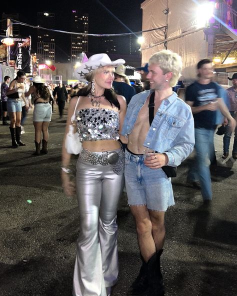 disco cowgirl 🪩💿🩶 (i totally wasn’t cleaning up my camera roll and realized i never posted this stampede outfit 😵‍💫🙂‍↔️🙂‍↕️) #westernfashion #discocowgirl #cowgirlstyle #cowgirlfashion #festivalfashion #festivalseason #festivalstyle Stampede Outfit, Disco Cowgirl, My Camera Roll, Cowgirl Style, Colorful Fashion, Festival Fashion, Camera Roll, Western Fashion, Festival Season