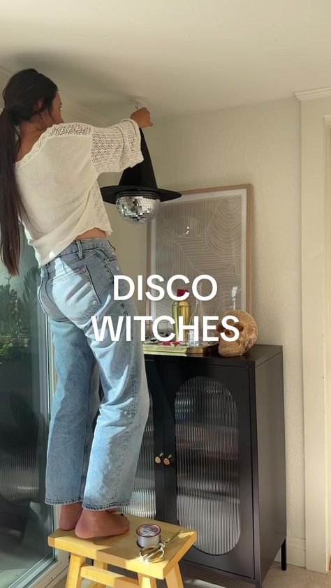 Disco Ball Witch Hat, Halloween Disco Ball, Disco Ball Halloween Decor, Disco Ball Halloween, Disco Witch, Disco Ball Decoration, Disco Ball Wreath, Disco Halloween Decor, Halloween Disco