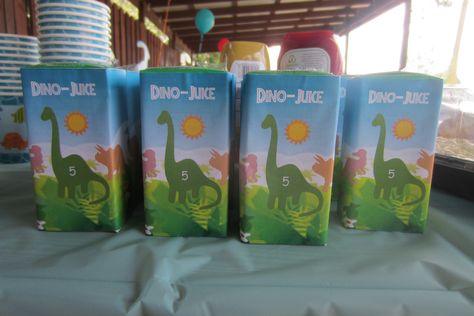 Dino juice boxes Dinosaur Juice Boxes, Dino Juice, Dinosaur Juice, Kardashian Party, Box Decoration, Juice Box, Juice Boxes, Dino Birthday, The Good Dinosaur