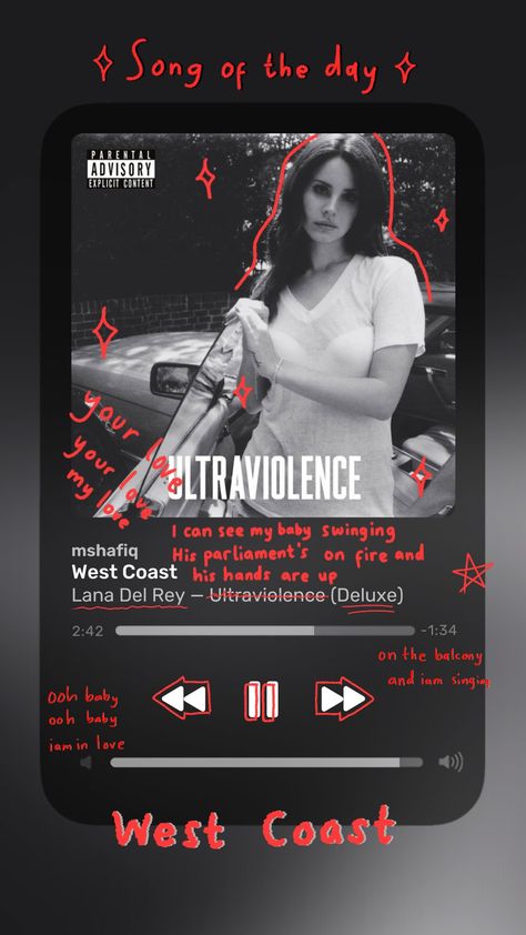 West Coast Aesthetic, Aesthetic Playlist, Coast Aesthetic, Lana Del Rey Ultraviolence, Song Of The Day, Lana Del Rey Love, Tom Holland Spiderman, Dance With You, Baby Swings