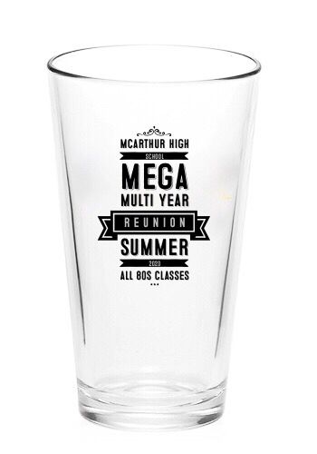 High school reunion favor. Great prices.    https://www.discountmugs.com/product/5139-libbey-16-oz.-custom-pint-glasses/ High School Reunion Gifts Party Favors, High School Reunion Souvenir Ideas, High School Reunion Name Tags, High School Reunion Welcome Sign, Class Of 1993 Reunion, Beach Reception, High School Reunion, Reunion Ideas, School Reunion