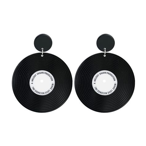 PRICES MAY VARY. Large old school style vinyl record earrings, made of acrylic and metal. Durable and lightweight. Measurement: statement large earrings, 7.8*6cm(3.1*2.4inch), weight 9.2g for a pair. Perfect earrings for 1950's party, disco club, 50's themed dinner, cosplay game. The ultimate cute fancy dress accessory! Complete your rockabilly costume or 50's poodle dress with these gorgeous black vinyl record earrings You will be ready to jive the night away at your next 1950's dress up party 50s Rockabilly Jewelry, 80’s Prom Jewelry, Disco Earrings Clay, Rockabilly Costume, Record Earrings, 1950s Rock And Roll, Fancy Dress Accessories, Retro Jewelry, Stud Jewelry