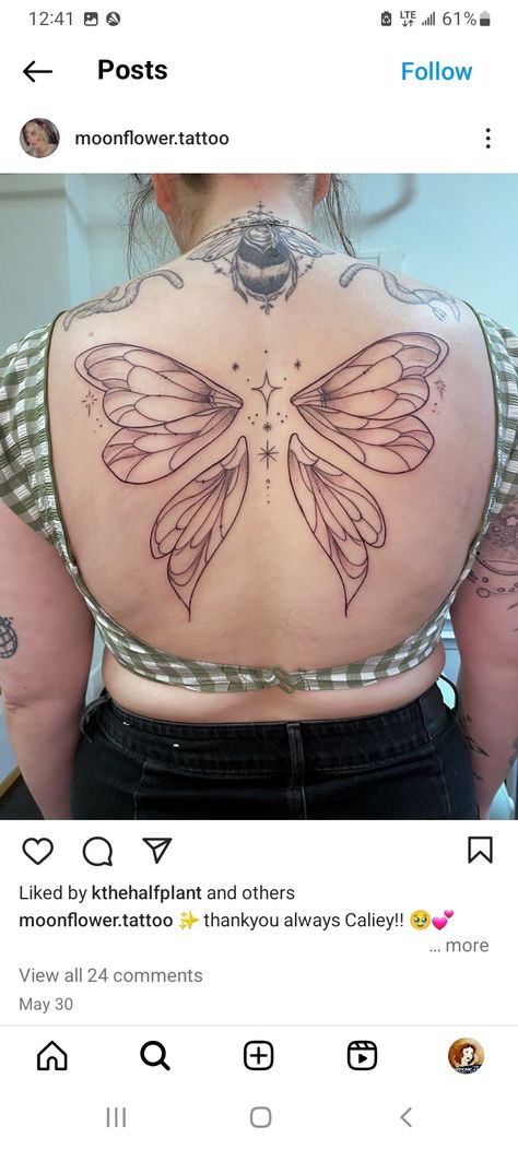 Bee Wing Tattoo, Moth Wings Back Tattoo, Fairy Wing Tattoos On Back, Pixie Wings Tattoo, Fairy Wings Tattoo, Fairy Wing Tattoos, Butterfly Wing Tattoo, Wing Tattoos On Back, Vancouver Tattoo