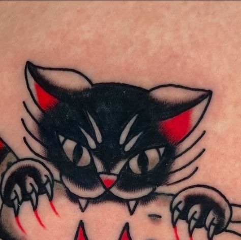 kaelyn becker on Instagram: "meouch 🩸 🩸 🩸 thank you laura!" Bite Tattoo, Traditional Tattoo Drawings, Tattoos Traditional, Traditional Tattoo Inspiration, Traditional Tattoo Flowers, Traditional Style Tattoo, Black Cat Tattoos, Devil Tattoo, Traditional Tattoo Sleeve