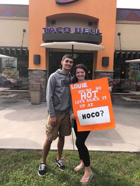 Homecoming Proposal, HOCO, Taco Bell Homecoming Proposal Ideas Taco Bell, Taco Bell Homecoming Proposal, Taco Promposal, Fast Food Hoco Proposal, Taco Bell Hoco Proposal, Taco Bell Promposal, Whataburger Hoco Proposal, Sadie’s Proposal Ideas Football, Sadie’s Proposals Football