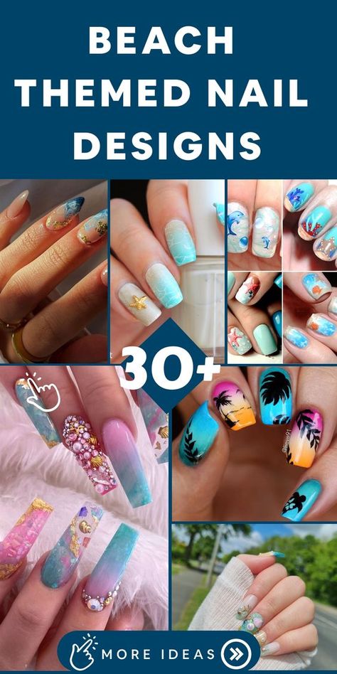 Immerse yourself in the essence of summer with gorgeous Beach Themed Nail Designs that embody the allure and tranquility of the ocean. Whether you envision sandy beaches, vibrant seashells, or tropical sunsets, these nail designs will spirit you away to a haven of calm and joy. Featuring whimsical palm trees and glistening mermaid scales, these designs are perfect for those who adore carrying a slice of coastal paradise with them wherever they roam. Beach Themed Nails, Cruise Nails, Beach Nail Art, Colorful Nail Art, Fall Hair Cuts, Sandy Shores, Mermaid Scales, Beach Nails, Cute Nail Art