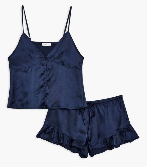 Topshop Satin Cami And Frill Short Pyjama Set Pijamas Women, Affordable Lingerie, Cute Pajama Sets, Satin Cami, Cute Pajamas, Satin Pyjama Set, Lingerie Outfits, Pretty Lingerie, Lace Fashion